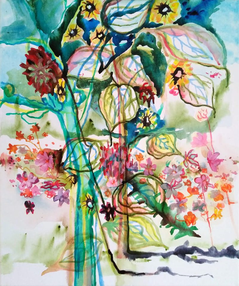 bloementuin enpleinair pleinair geazwart schilderkunst painting flowers garden tuin detail