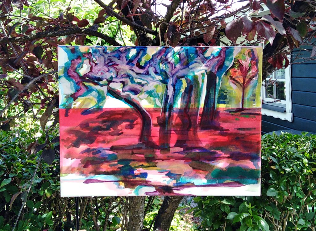 Buiten Expositie Volkstuinvereniging En Plein Air schilderij Whispering Trees Gea Zwart