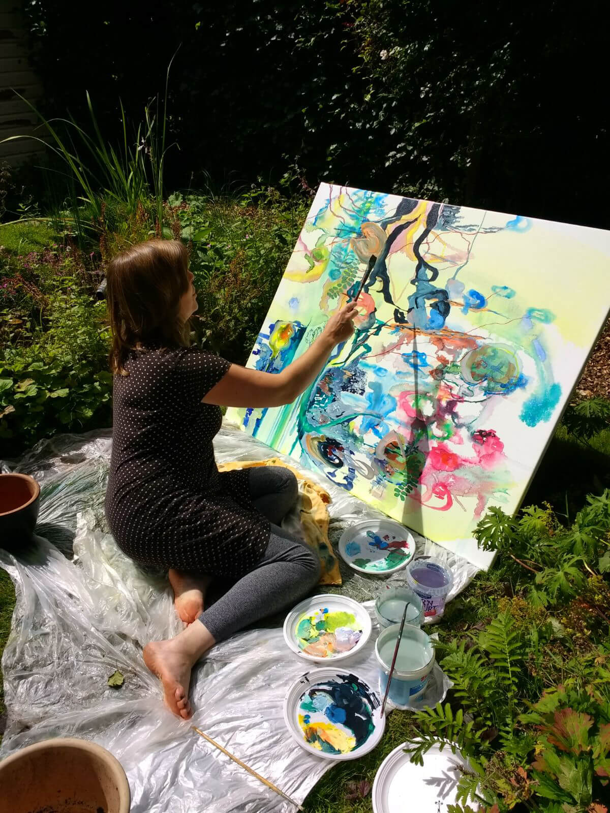 Geazwart vijvers pond enpleinair pantarhei schilderkunst doek painting pleinair groningen tuin garden