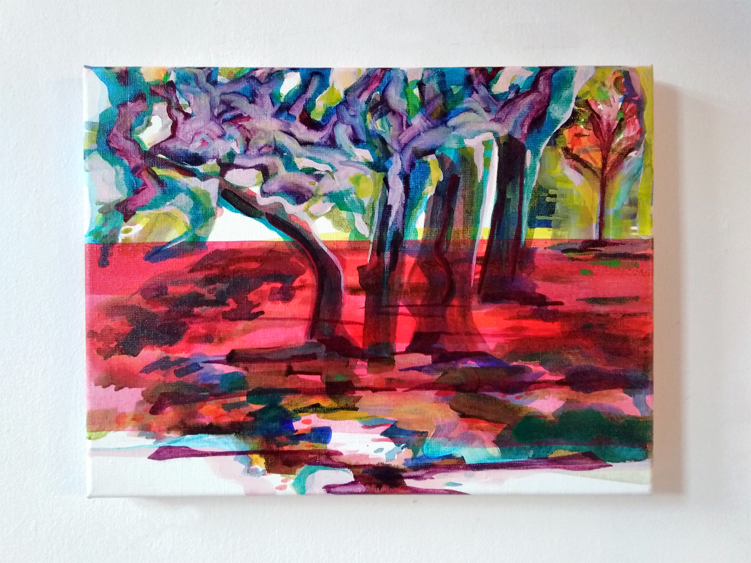 Whispering Trees Park schilderkunst painting Gea Zwart on the wall