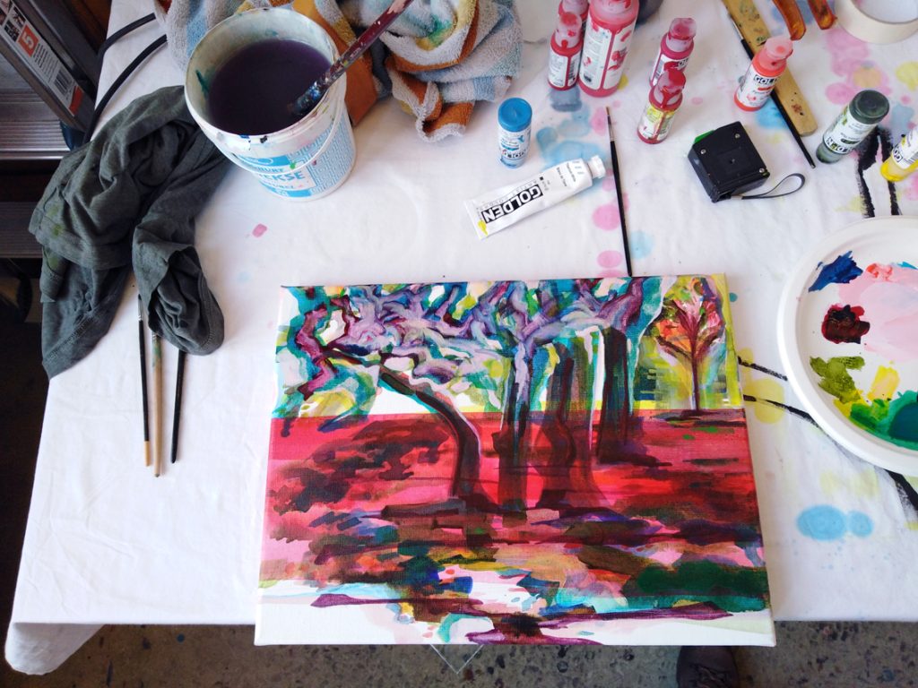 Whispering Trees Park schilderkunst painting Gea Zwart making of