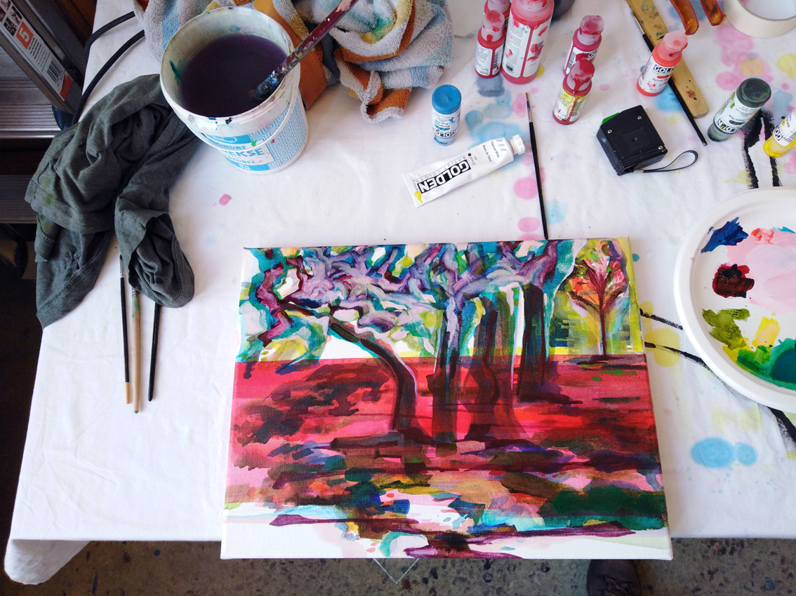 Whispering Trees Park schilderkunst painting Gea Zwart making of