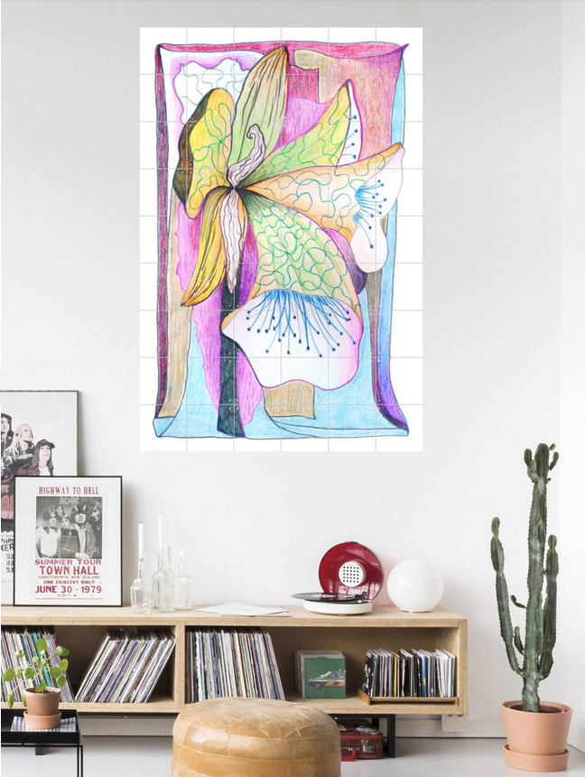 Amaryllis, Gea Zwart 2023, Poster Ixxi, 120 x 180 cm. En Plein Air Zeichnung als großes Poster