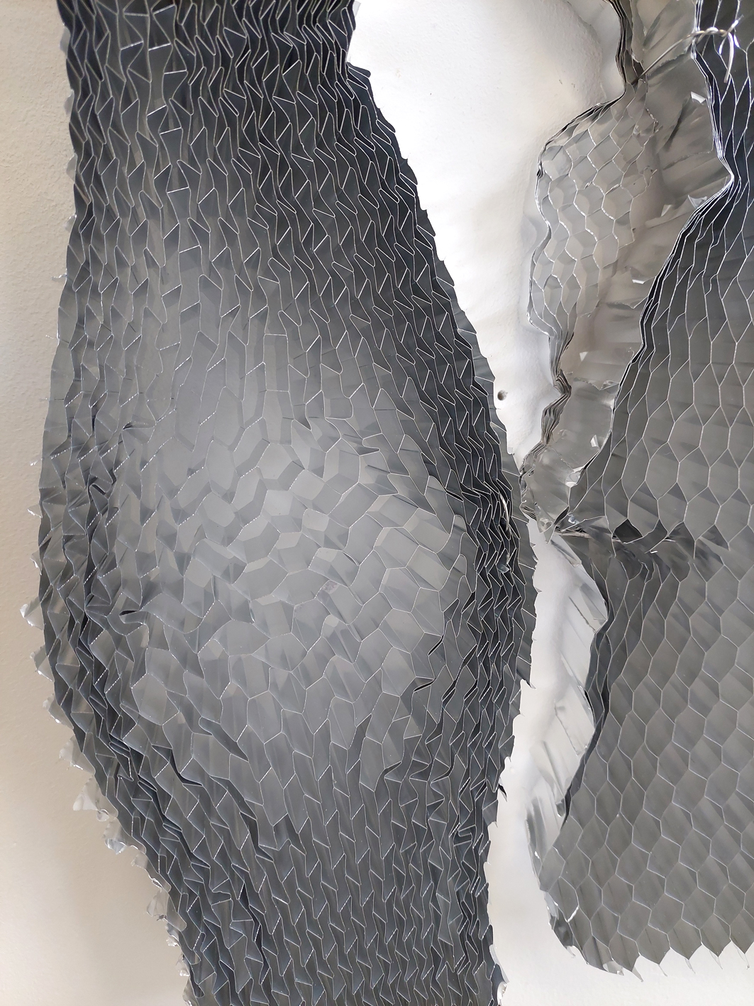 FACE, Woman, Recycle art, honeycomb, detail 2, Gea Zwart, 2024