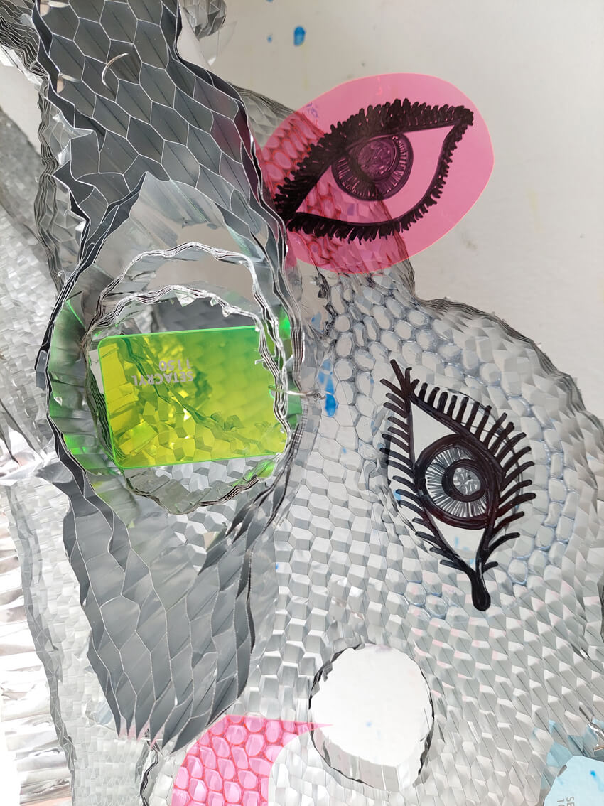 FACES, SPINOZA, recycled honeycomb, studio Gea Zwart detail 3, 2024