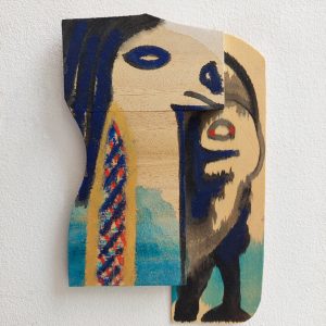 Man en Paard recycleart op hout Gea Zwart 2018